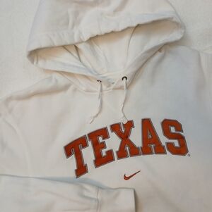 Nike Texas Longhorns Hoodie Mens White‎ Center Swoosh Embroidered Pullover/Small